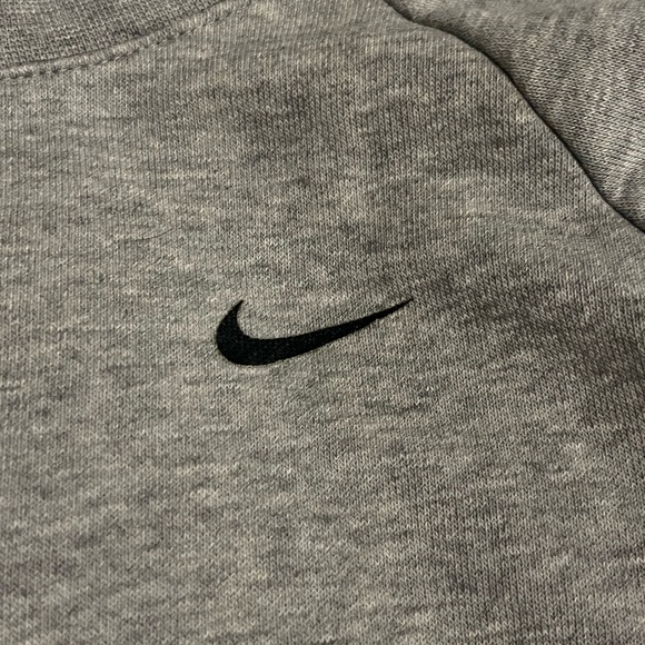 grey cropped nike crewneck sweatshirt with cutouts and logo on back - Picture 2 of 5
